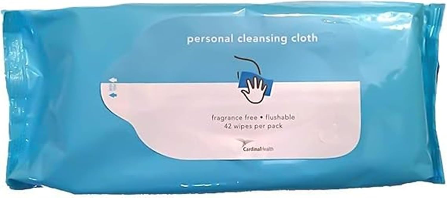 Wet Wipes - Personal Cleansing Cloth, Unscented, Non-Flushable 6 Packs of 42