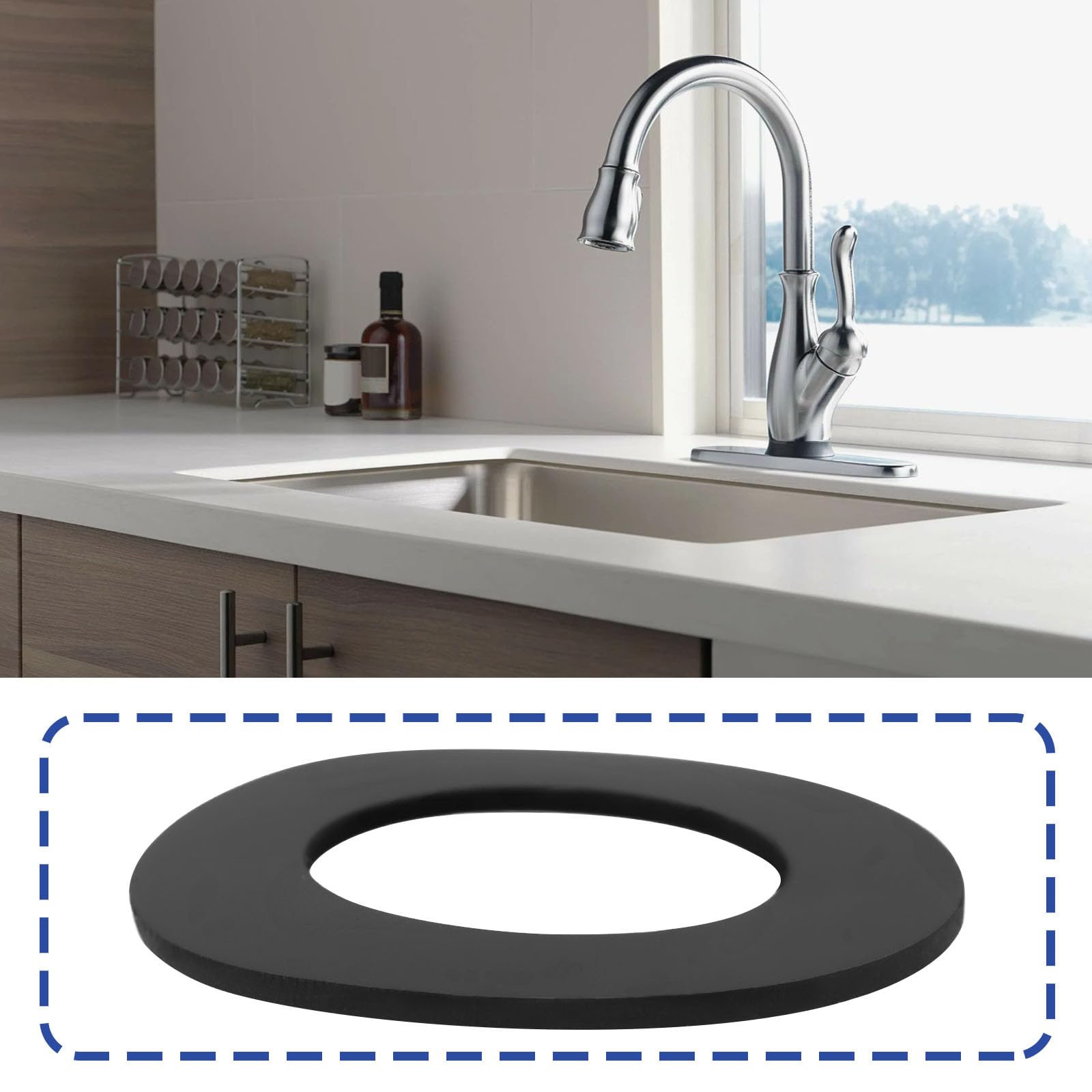 eMagTech 10 Pieces 1/2" BSP Pillar Tap Washer Replacement 22mm Center Nitrile Tap Washer for Fixing Taps to Basins Sinks - Image 2