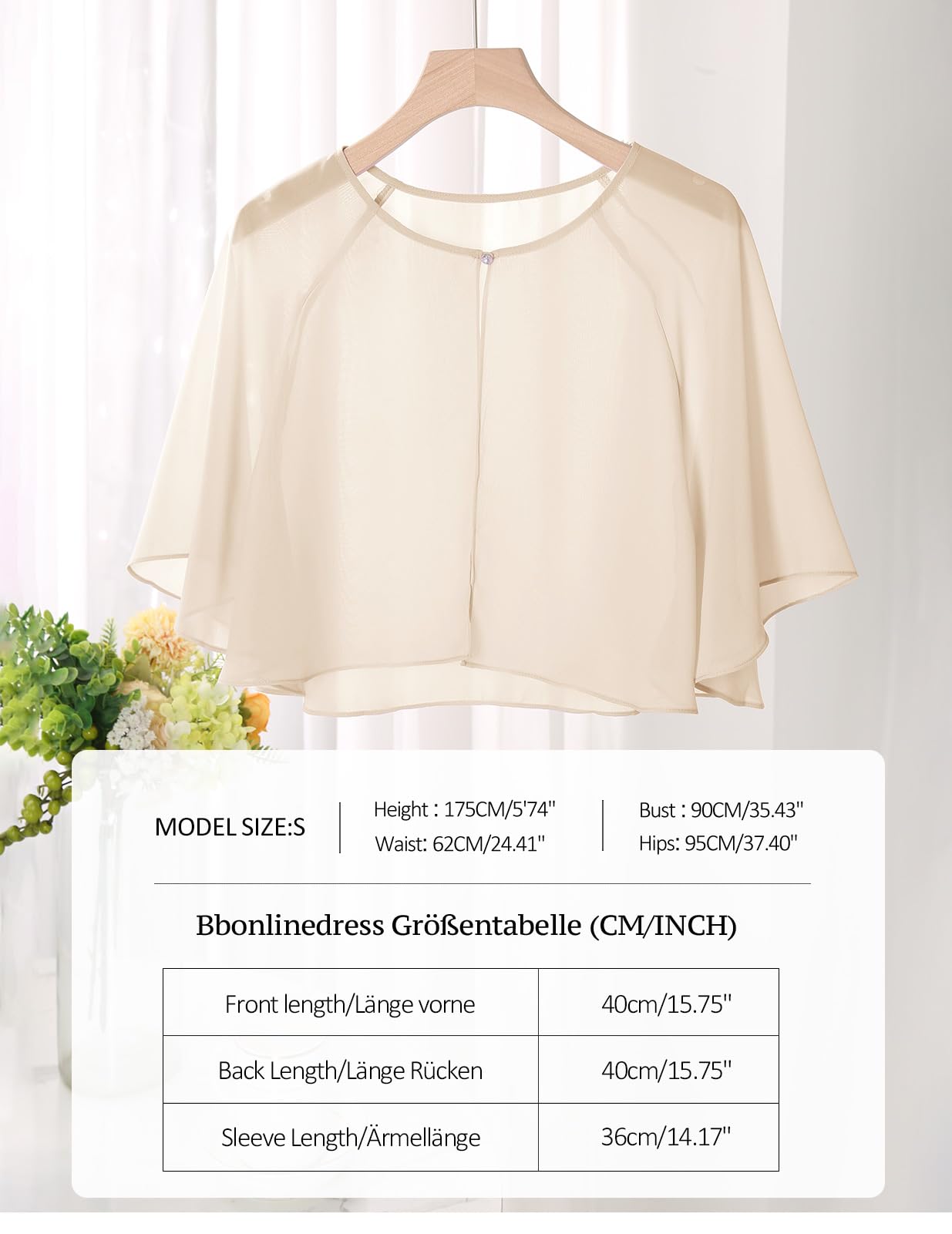 Bbonlinedress Chal Capes de Gasa para Mujer Bolero de Verano Bufanda Estola Elegante con Capa para Bodas Cócteles Noche y Diario