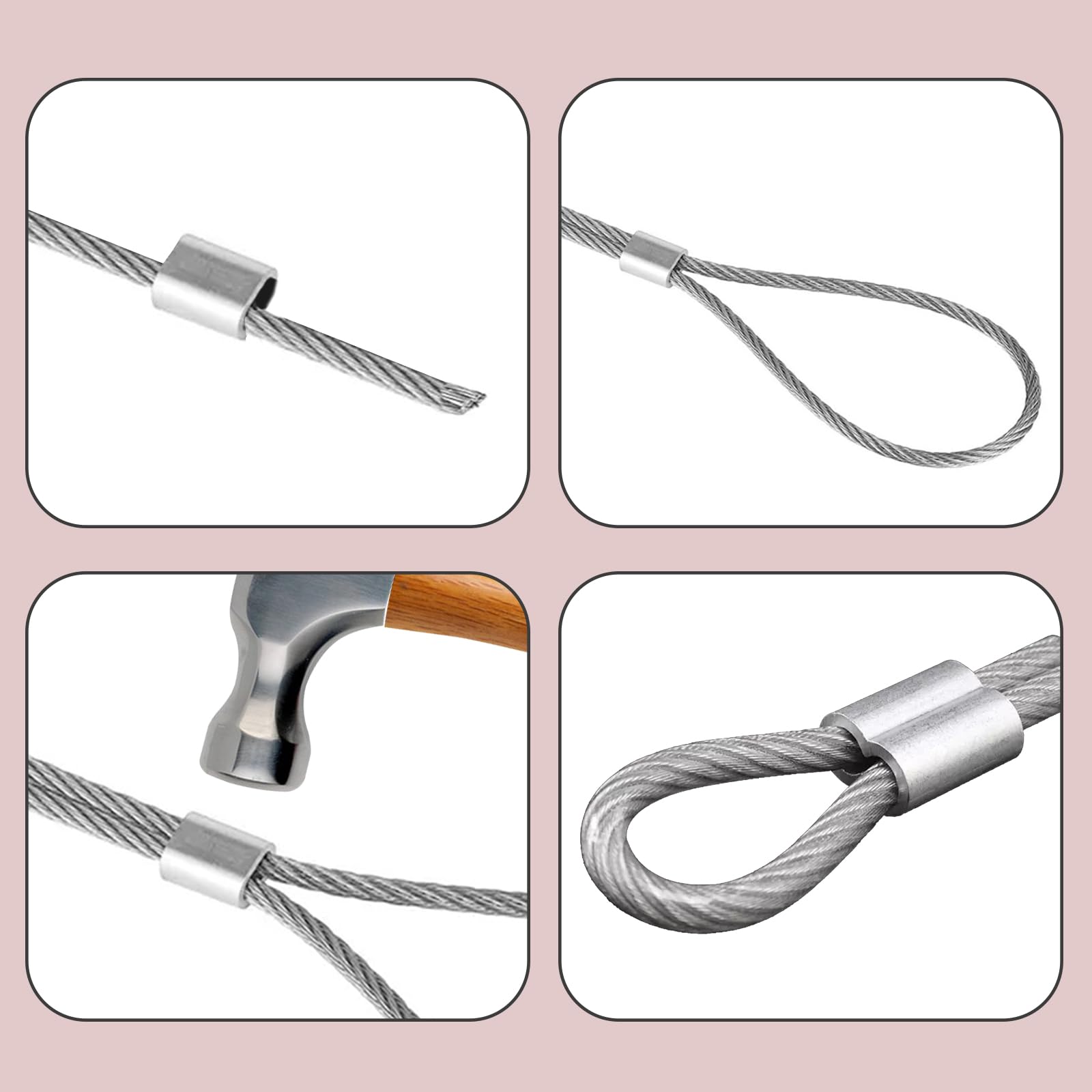 Antrader Aluminum Crimping Loop Sleeve 20PCS Wire Rope Aluminum Sleeve Clip Fittings for 5/16" Wire Rope and Cable — Amazon image 3