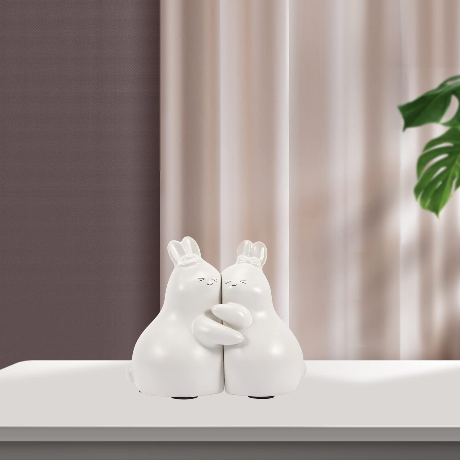 Veemoon Fermalibri in Ceramica Forma Di Coniglio Fermalibri Decorativi Multifunzione Per Mensole e Scrivania Organizzatori Di Libri Antiscivolo