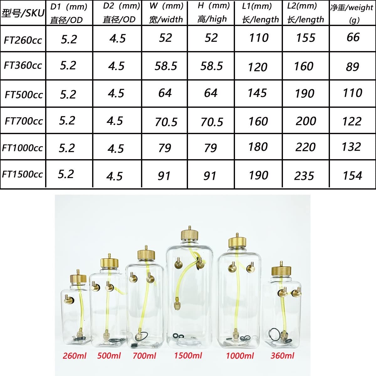 Réservoir Carburant Essence 1000CC Transparent CNC Pour Avion RC Gaz Nitro - Bouteille Plastique Métal
