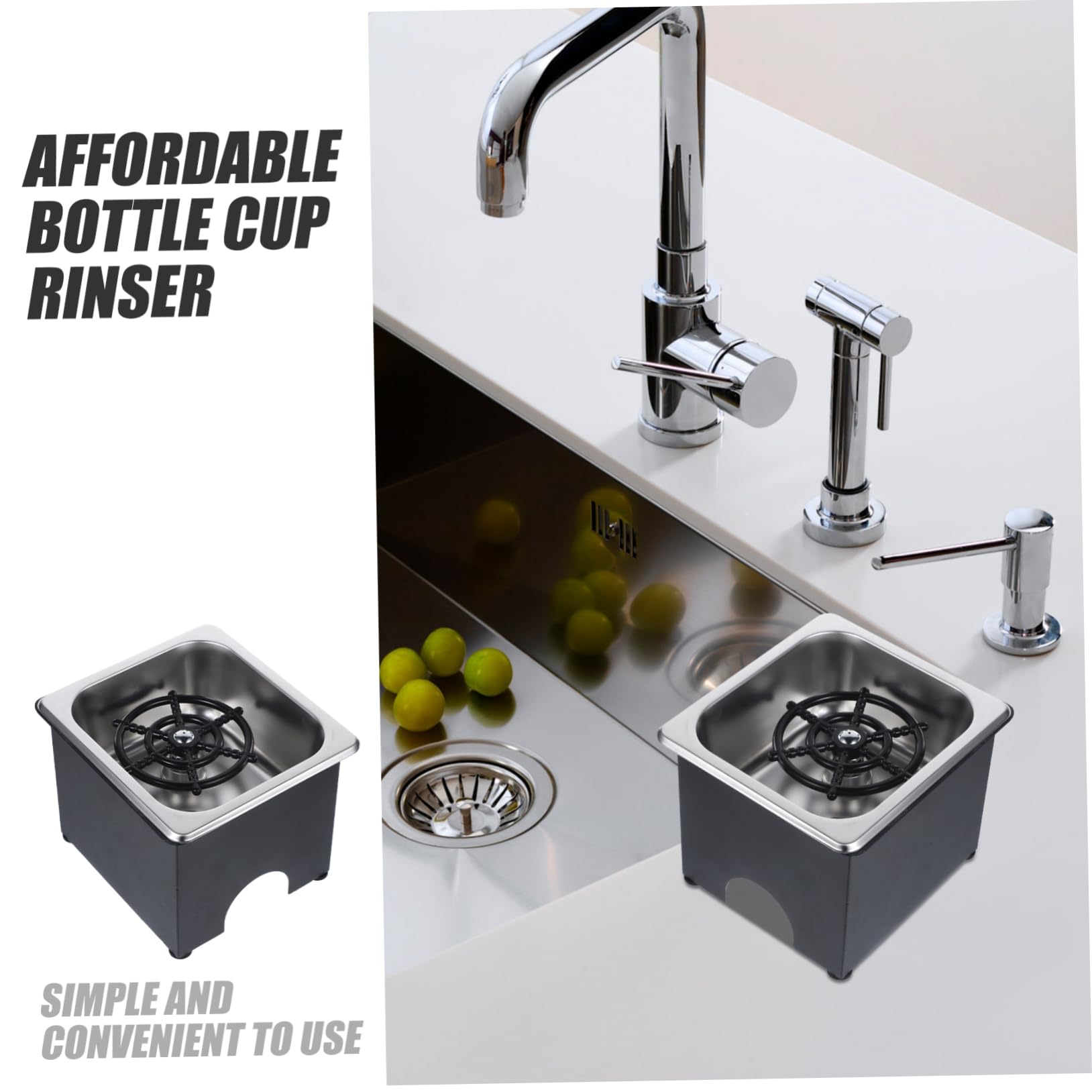 Uonlytech Sciacquabicchieri per Bottiglie di Vetro da Bar Utilizzabile per Bar e Uso Domestico Sciacquabicchieri Automatici in Acciaio Inox Risparmia e Fatica Risciacqua Residui Rapidamente
