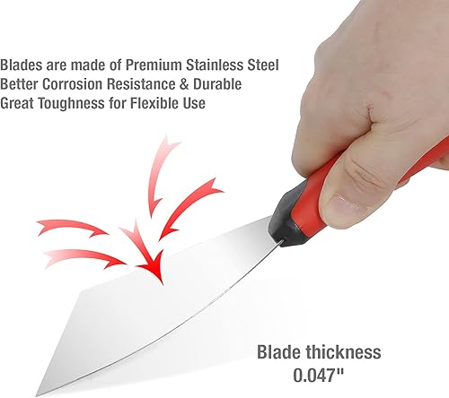 Miniatura 5 de Goldblatt Juego de cuchillos de acero inoxidable de 4 piezas, 3 cuchillos de masilla de 4 pulgadas, 5 pulgadas, 6 pulgadas y raspador de pintor