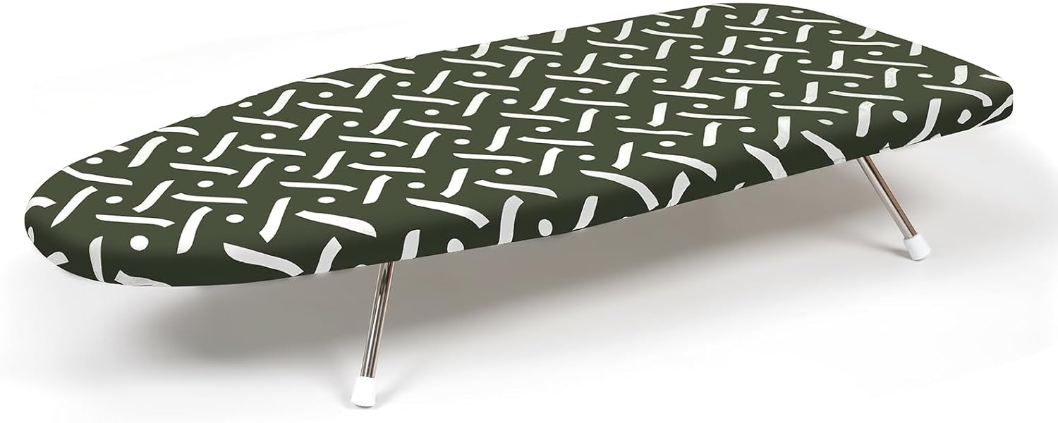 Tabla de planchar de mesa de 12 x 29 pulgadas, tabla de planchar portátil compacta con acolchado de fieltro grueso, cubierta resistente al calor,