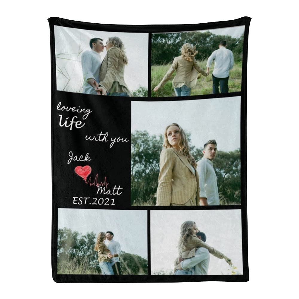 Sponsored Ad - Personalized Couple Blanket with Photo Collage Customized Blankets as Birthday Anniversary Valentine's Day ...