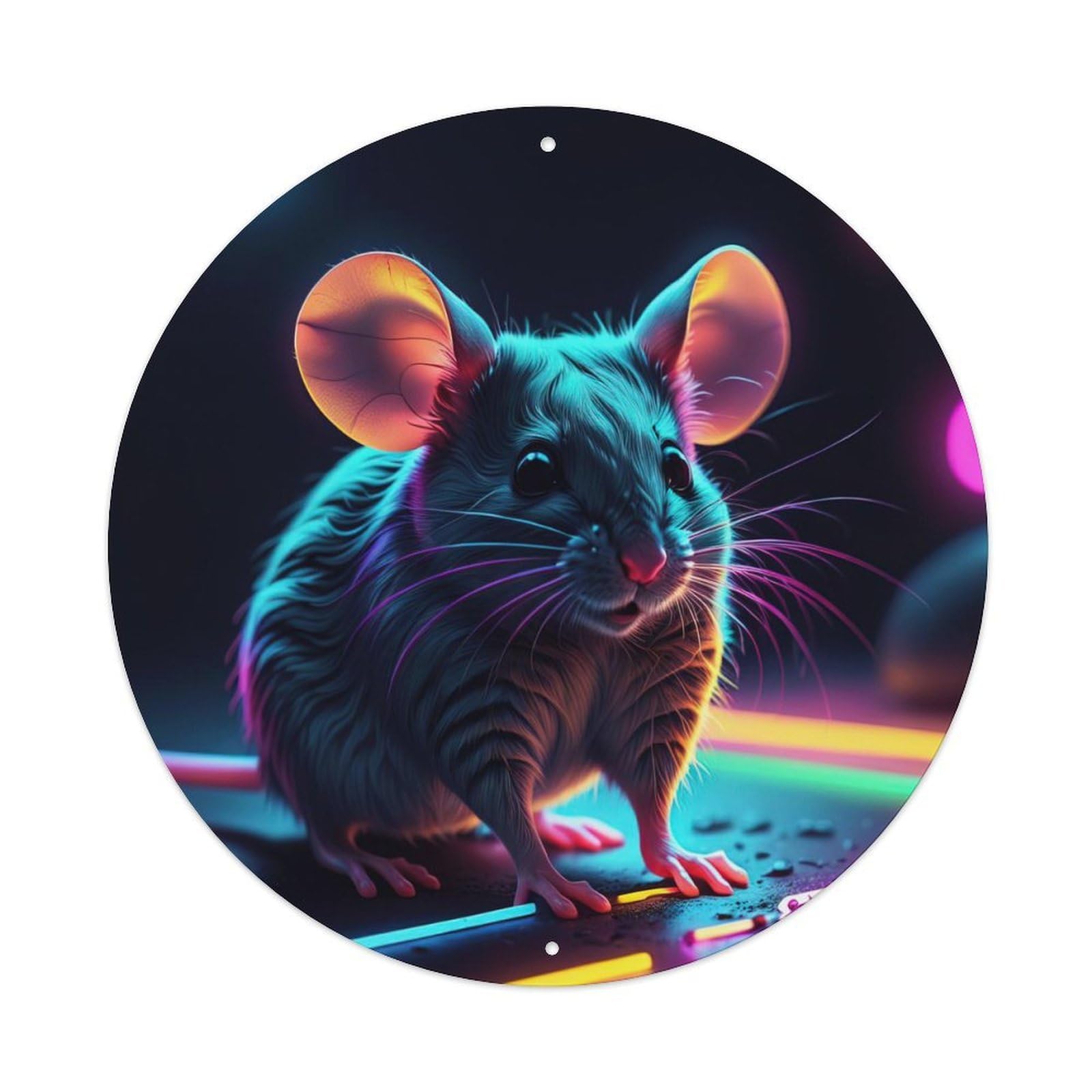 Animal Artwork Curious Mouse Vintage Metal Tin Sign Plaque Wall Decor for Cafe, Club Bar, Office, Garden Metal Poster 8x8Inch