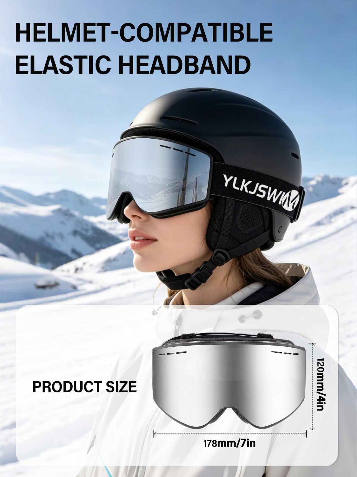 Lunettes de ski pour homme et femme, verres double couche, anti-buée et anti-rayures, protection à 100 % UV, lunettes de planche à neige pour adultes et jeunes, motoneige, parachutisme