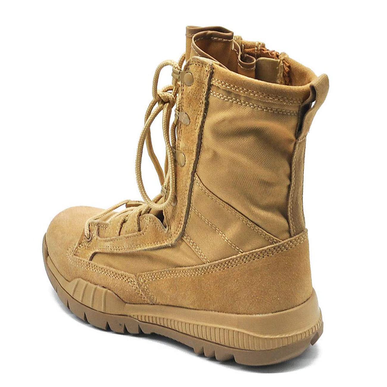 Stivali Militari Tattici da Uomo Stivali Militari Impermeabili in Pelle Scamosciata Stivali Alti da Combattimento Leggeri con Lacci Alti con Cerniera Laterale,Brown-40(UK 7)