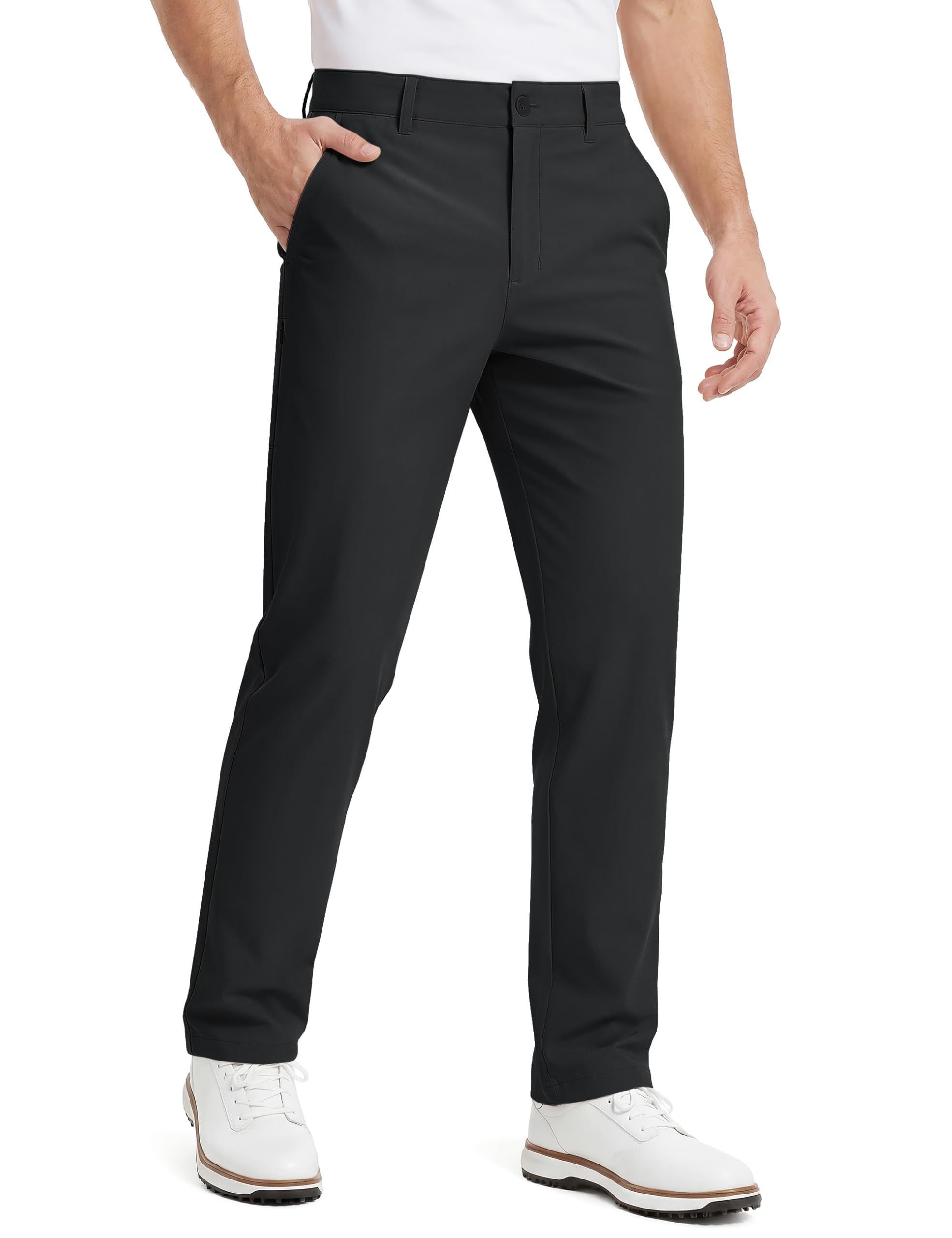 TACVASEN Golf Pants Men Stretch Classic Fit Mens Slacks Straight Leg Lightweight Pants with Zipper Pockets for Dress
