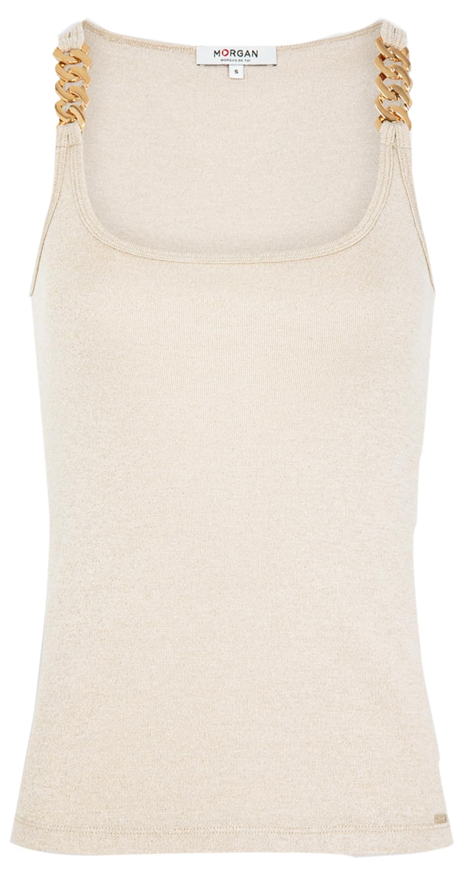 Morgan Off White Wide Strap Tank Top with Chains