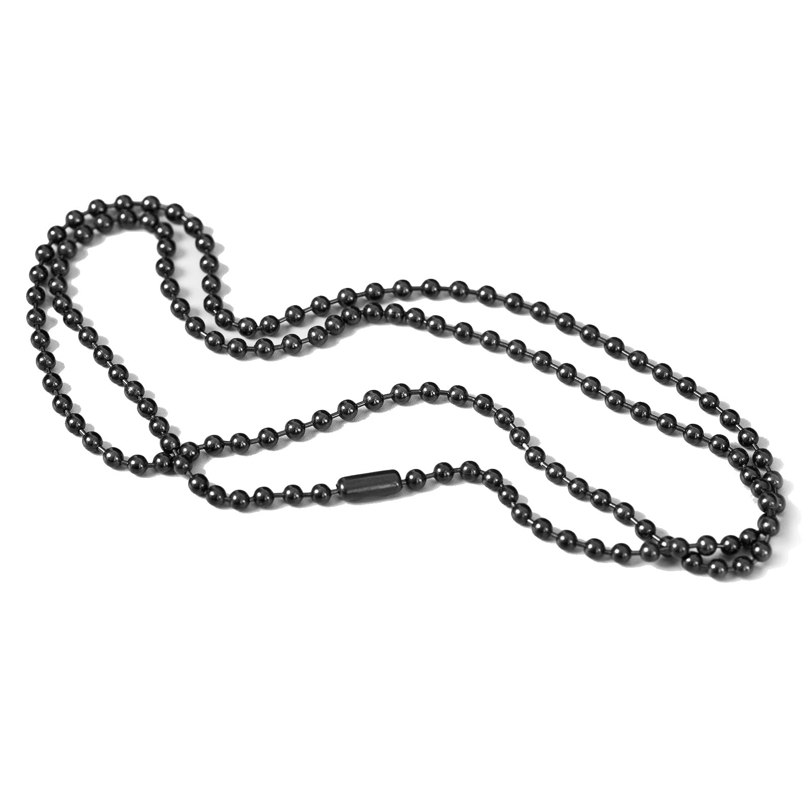 NW Pure Titanium Material Chain Silver Ball Necklaces for Women Rustproof Adjustable Decorative with Beautiful Packaging (4.0mm-Black, 30 inch)
