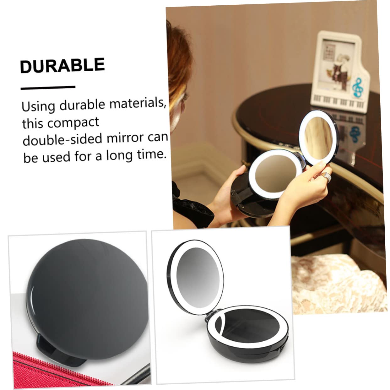 SHERCHPRY Espejo de Maquillaje Plegable Compacto y Portátil Espejo de Aumento para Mujer de Bolsillo para Maquillaje Viaje