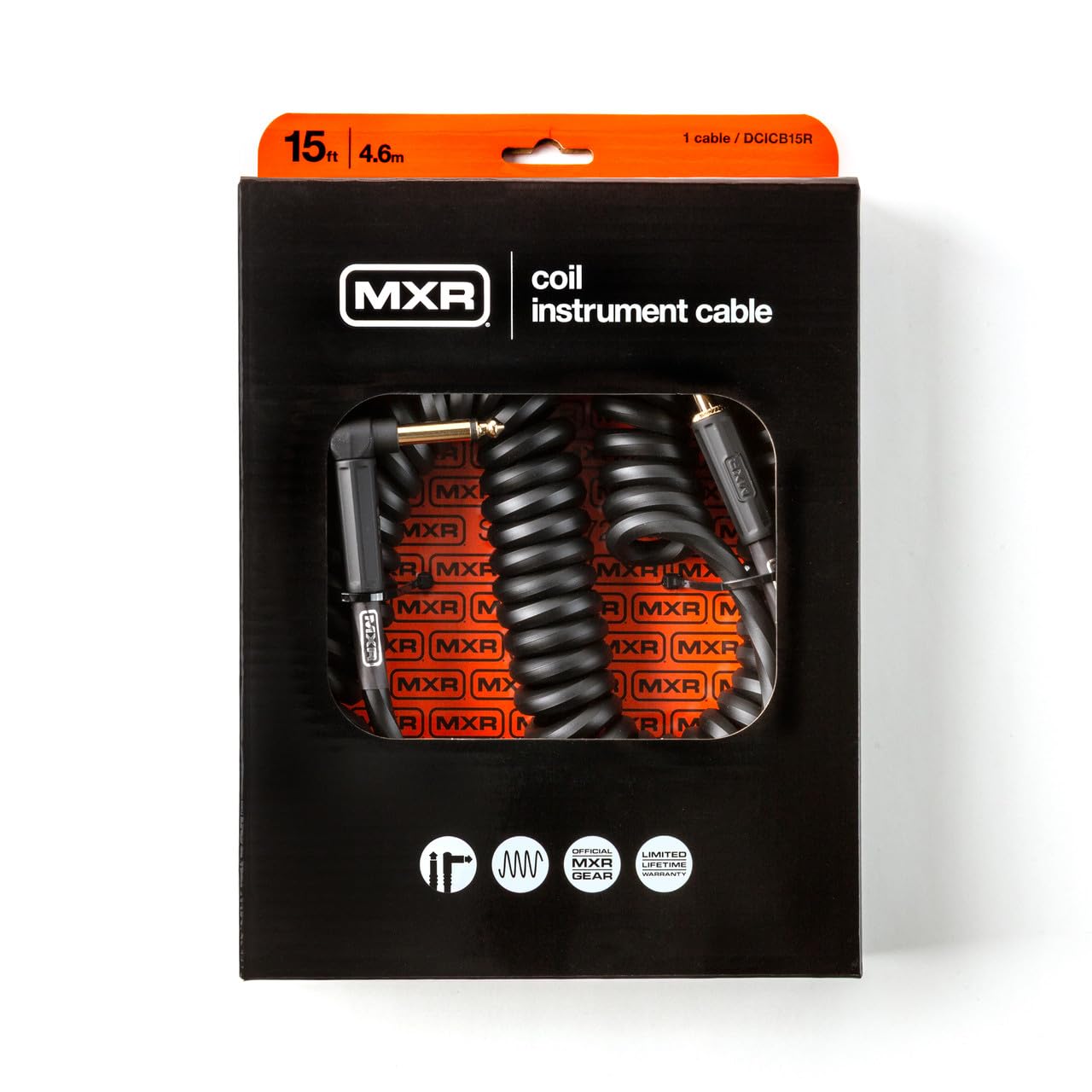 MXR DCICB15R - Cable de instrumento de bobina - Paquete de 2 (negro, 15 pies)