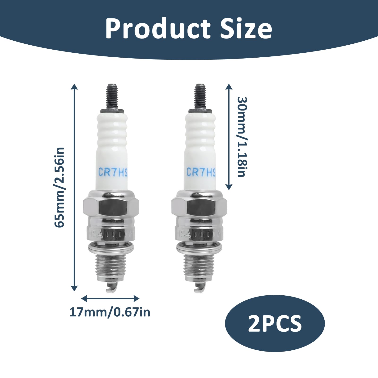 2 Piezas Bujía Compatibile con NGK CR7HSA C7HS, Bujías Níquel de Encendido, Terminal de Tuerca para Motos, Ciclomotores y Scooters, Reemplazo para CR7HSA con Rosca de 10 mm, Antiparásito Alto Rendimie