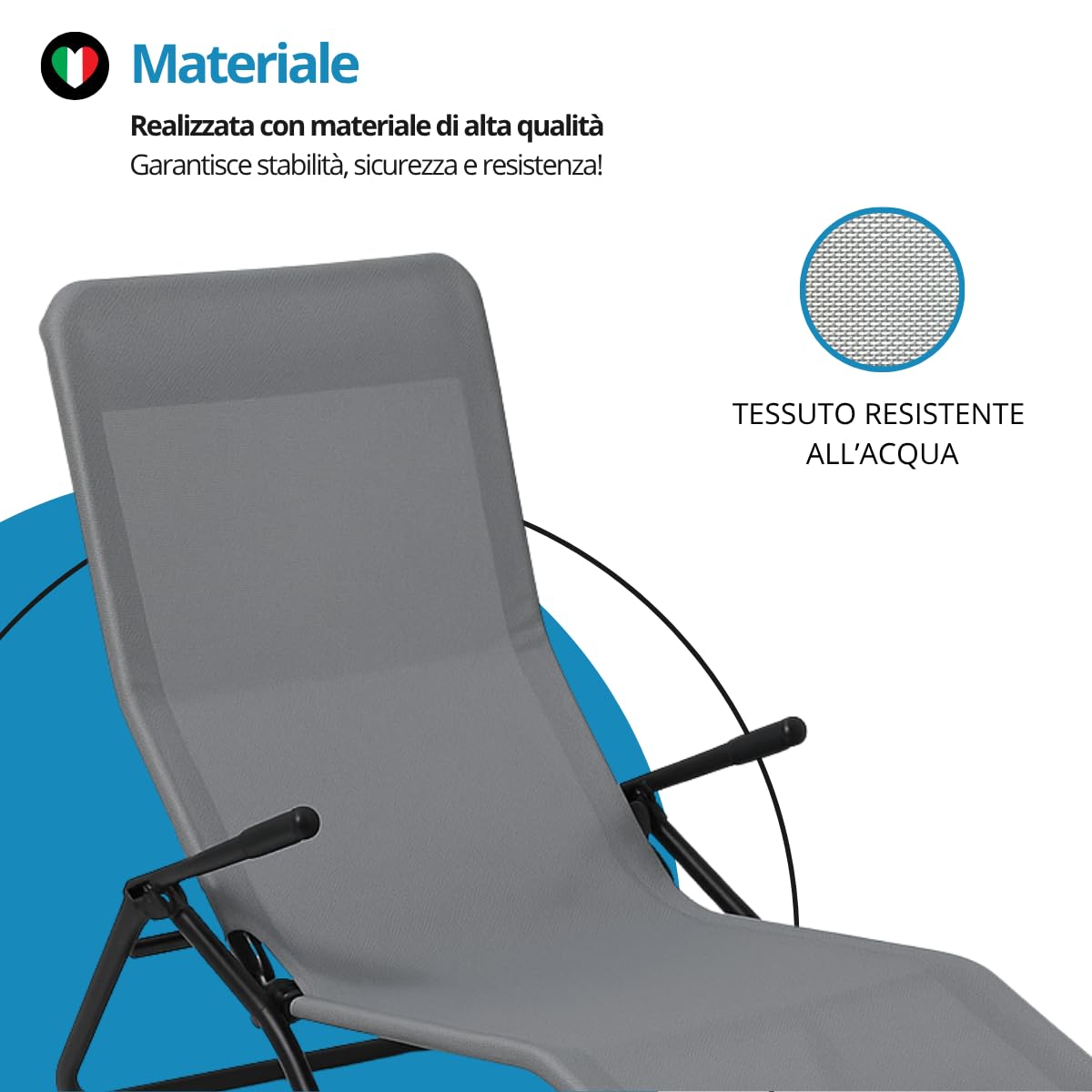 Tomaino -Lettino Reclinabile Da giardino, Migliora Circolazione Del Sangue - Sdraio Basculante Prendi Sole Per Esterno Terrazzo Relax Piscina (grigio)