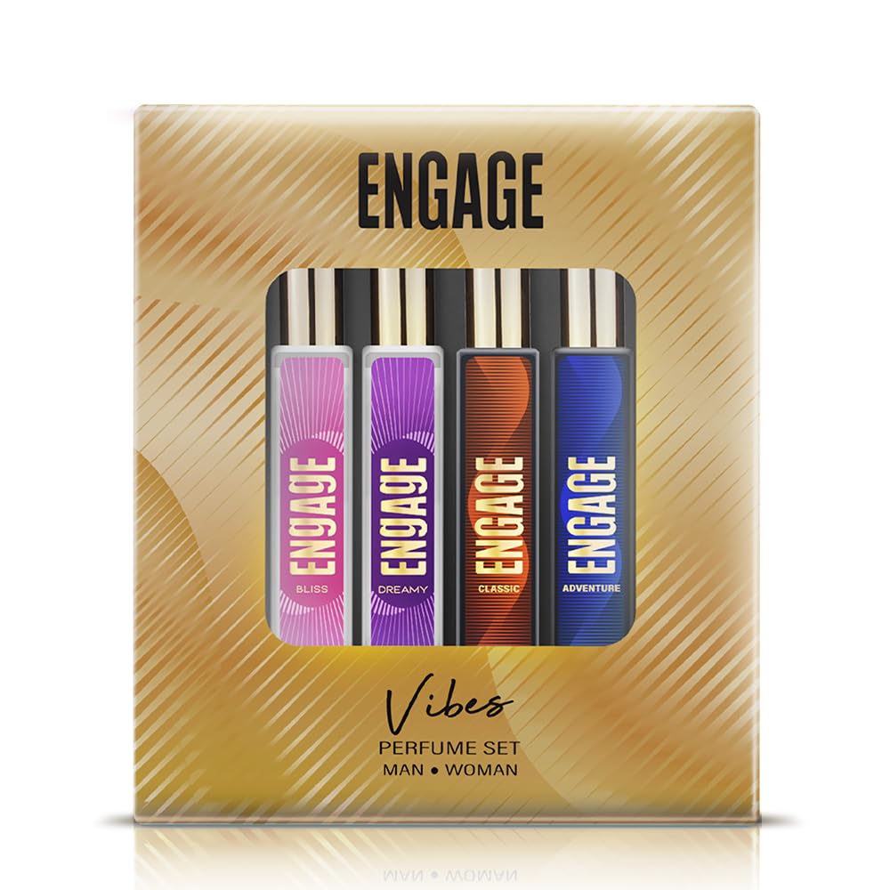 Engage Vibes Perfume Spray Set for Men & Women, Travel Sized, Assorted Pack, Long Lasting, Ideal Valentine Gift, Birthday Gift, 25mlX4-image-0