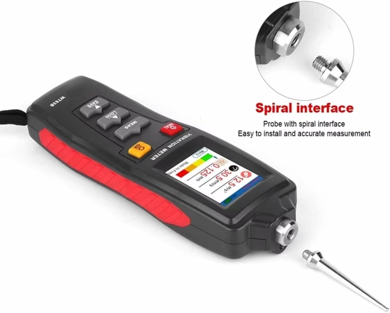 WT63B Handheld Digital Mechanical Vibration Meter, 0.01~199.9mm/s, Mechanical Vibration Analyzer Tester, Acceleration, Velocity, Displacement Measurement for HVAC, Motors, Engines, Generator
