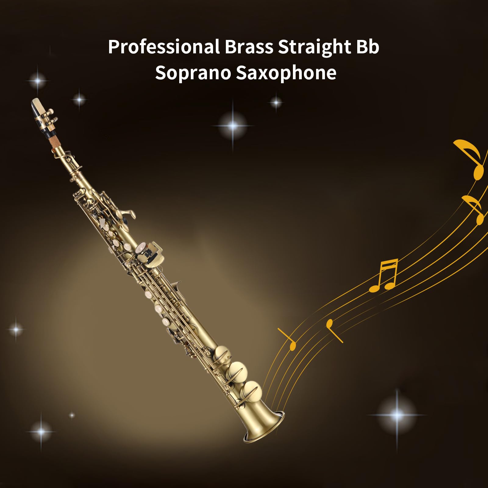 HUIOP Prof Ottone Dritto Sib Soprano Sassofono Nichelato Sax Strumento a fiato Custodia Kit Pulizia Guanti