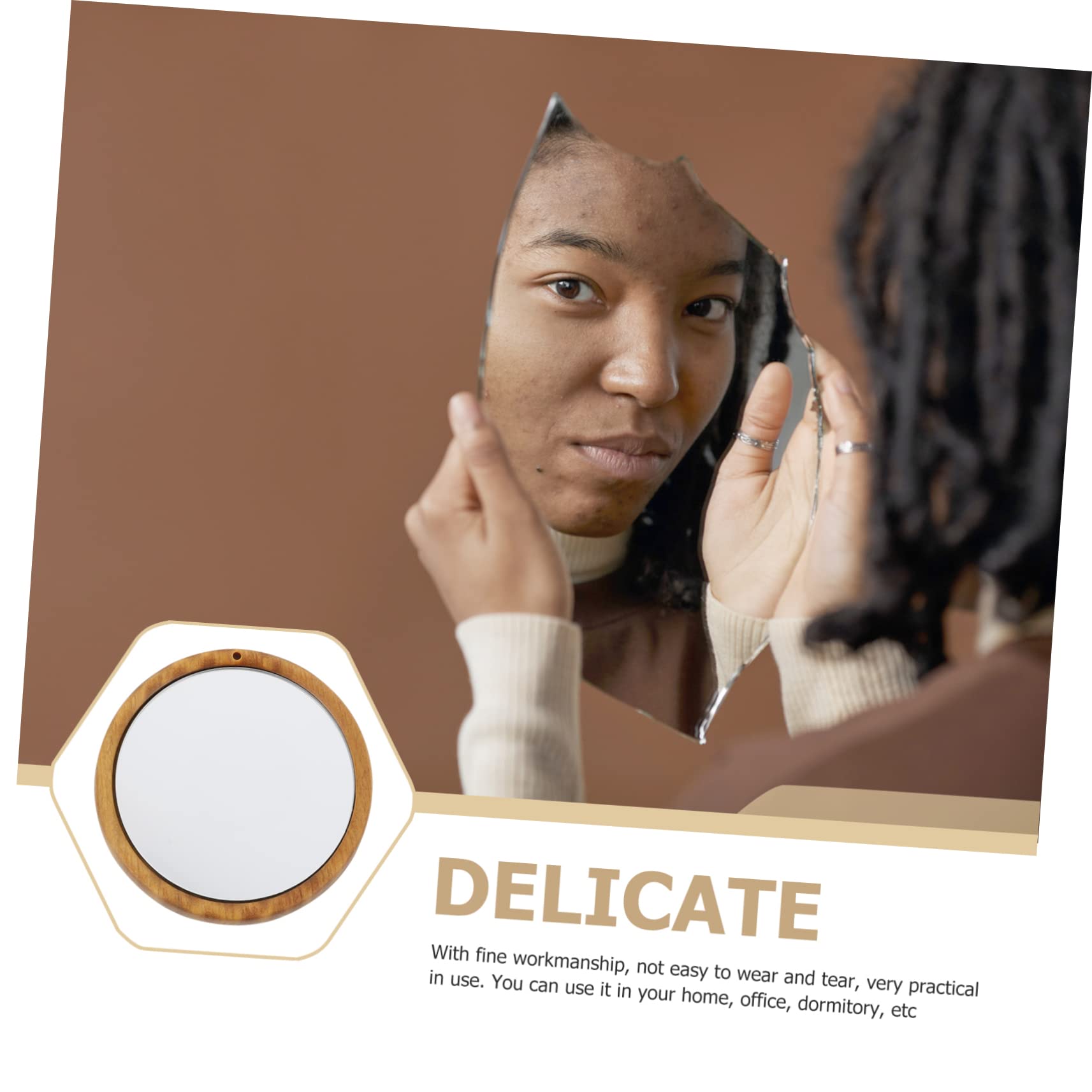 MUCKLILY 1Pc Mini Makeup Mirror Portable Small Round Vintage Design Chinese Style High Definition Surface for Home Office and Travel Women