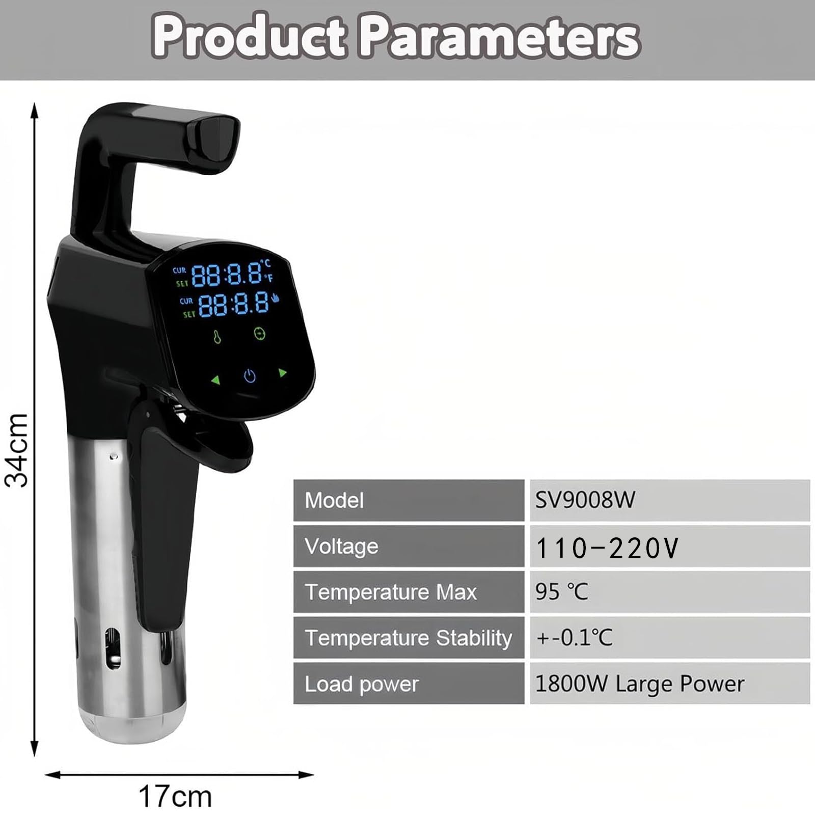 Cocedor Sous Vide – Circulador de Inmersión Inteligente 1800W con Pantalla LED, Depósito 11L, Kit Completo Sous Vide con Control Preciso de Temperatura & Tiempo para Bistecs Perfectos
