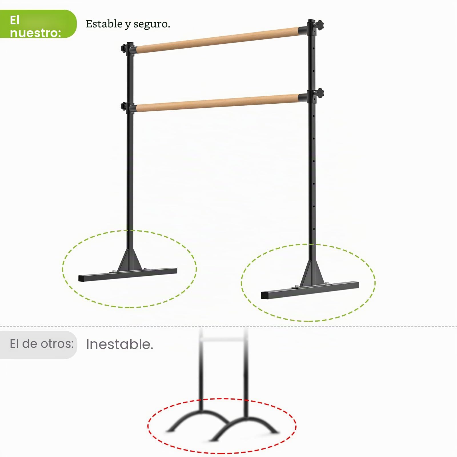 SELEWARE Barra de ballet de altura ajustable, barra de ballet independiente, barra de baile resistente, soporta movimientos de barra, estiramientos corporales, construcción resistente que nunca se