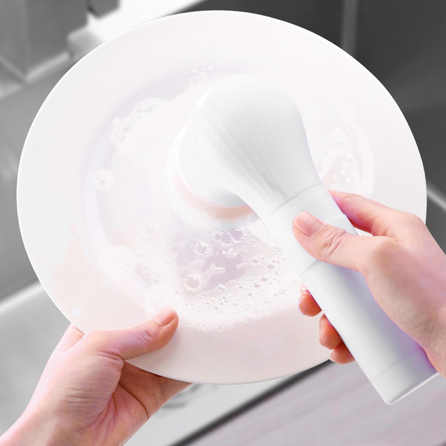 ARTSZY Cleaning Spin Scrubbers Brush with 3 Replaceable Brush Heads - Bathroom Rechargeable Scrub Brush Shower Scrubbers for Home Cleaning Window Kitchen Sink Dish Bathroom Shower (Color : White)