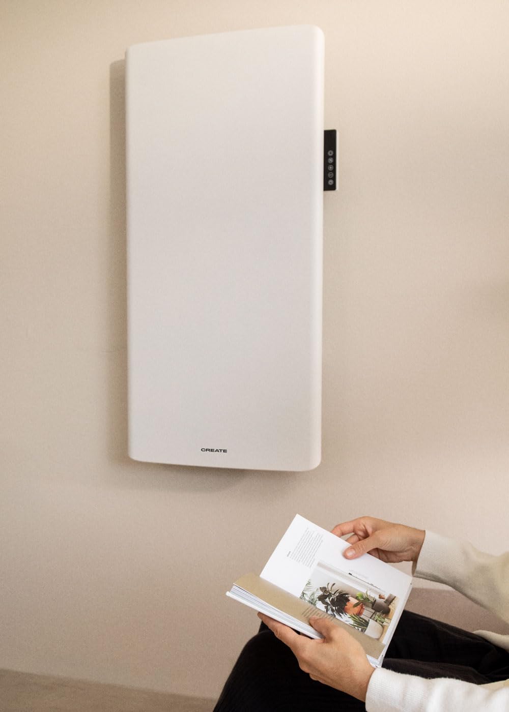 CREATE/WARM CLEAR/Convector eléctrico de pared con Wifi/Calentamiento rápido. Estancias de hasta 20m². Función detección de ventanas abiertas Control desde la App. Protección IP24. 2000W