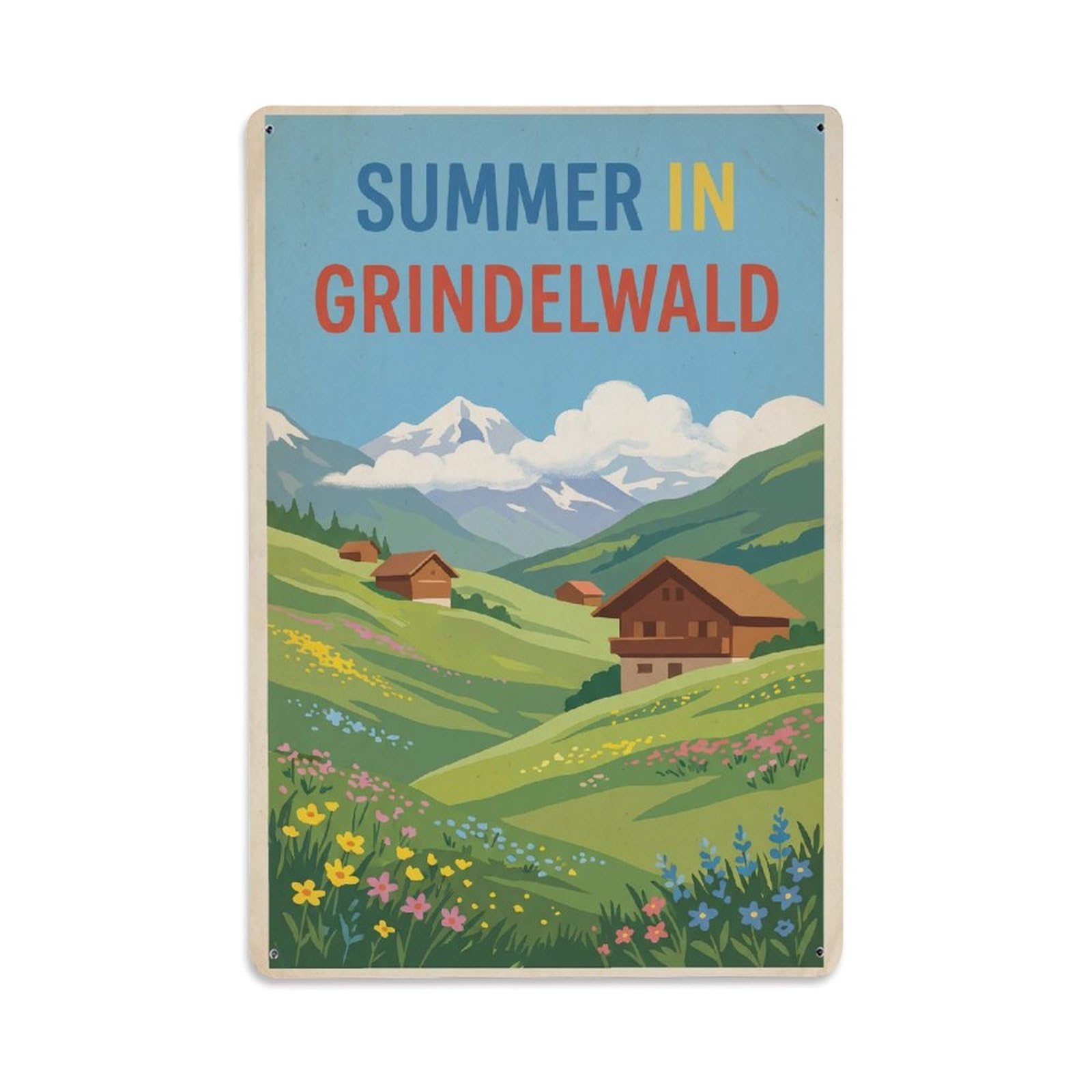 Gead 8X12inch Style Vintage Travel Switzerland Summer Mountain Metal Tin Sign