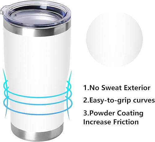 Miniatura 2 de DOMICARE vaso de doble pared con aislamiento al vacío, 20 onzas, con tapa, vaso de viaje de acero inoxidable, vaso de café con recubrimiento en polvo