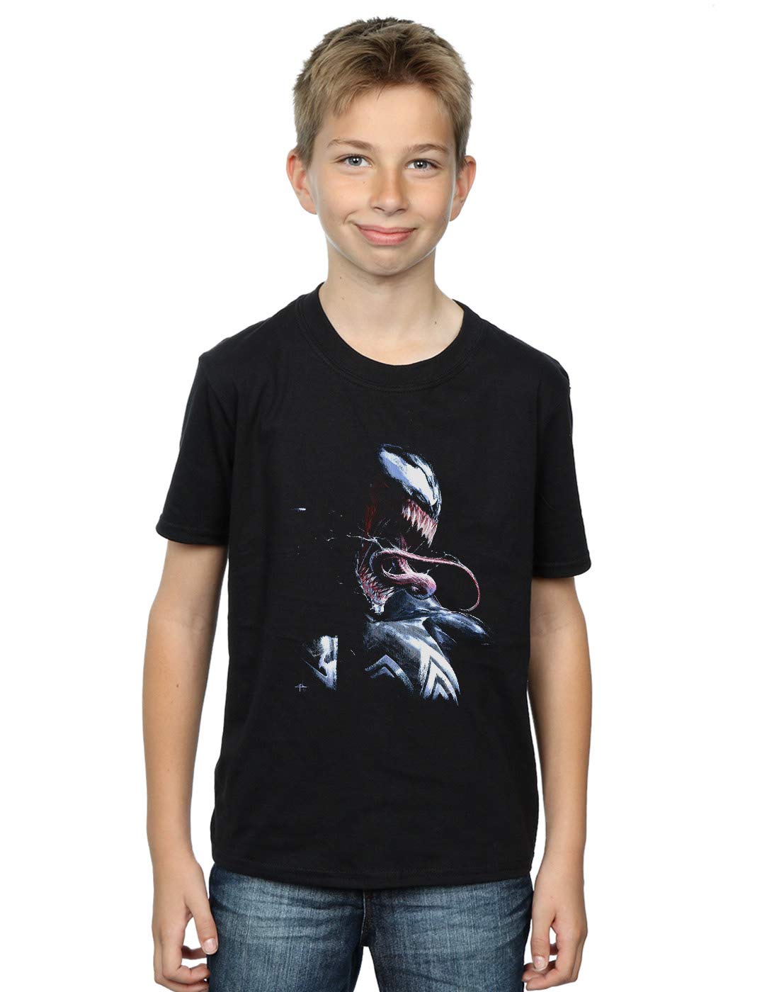 Absolute Cult Boys Black Marvel Venom Painting T-Shirt 12-13 Years