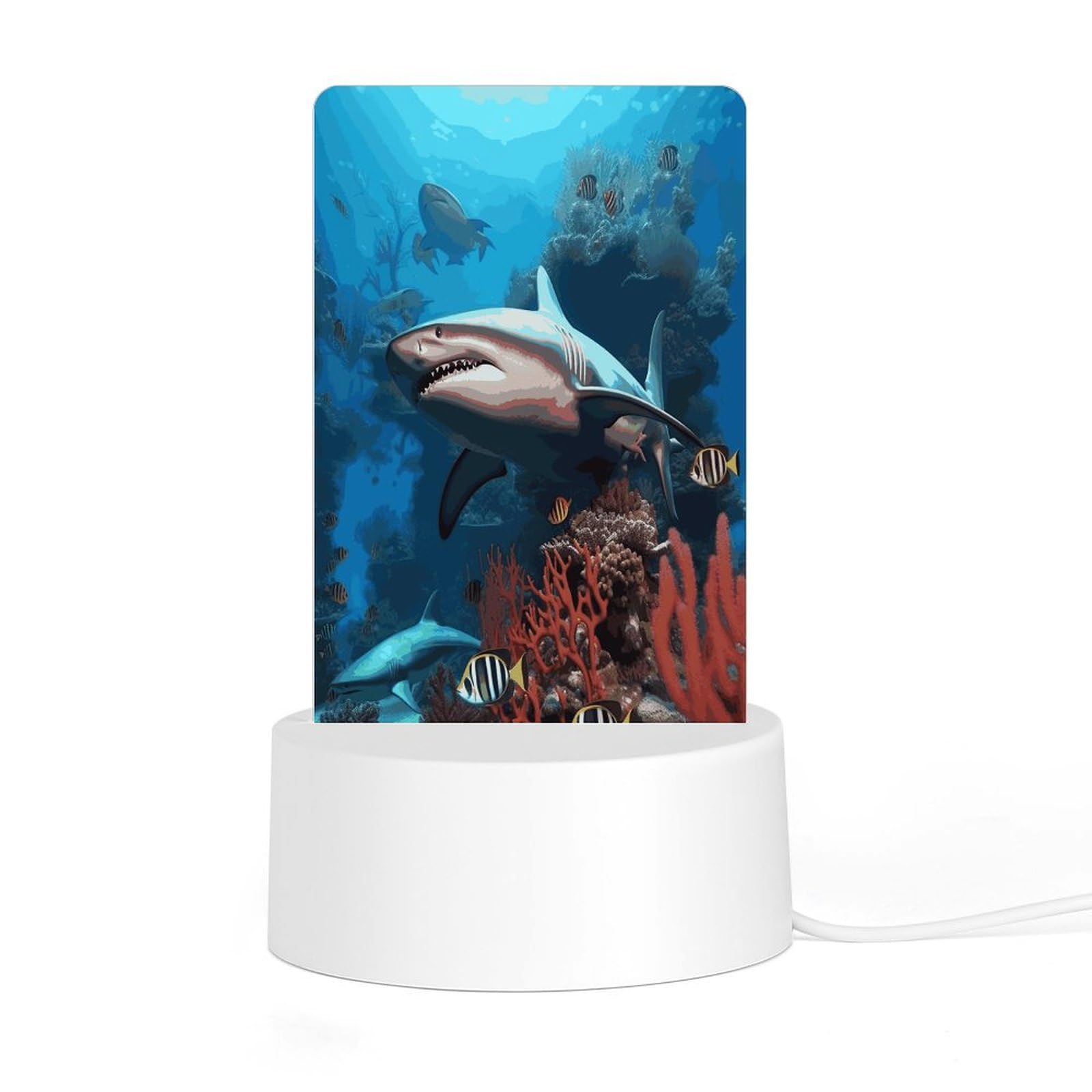 Adfgyerh Style Submarine Shark Coral Night Light Acrylic Material Easy Installation, Home Decor Usb Interface Power Supply, Lamp For Restaurant Bar Cafe Room Decor