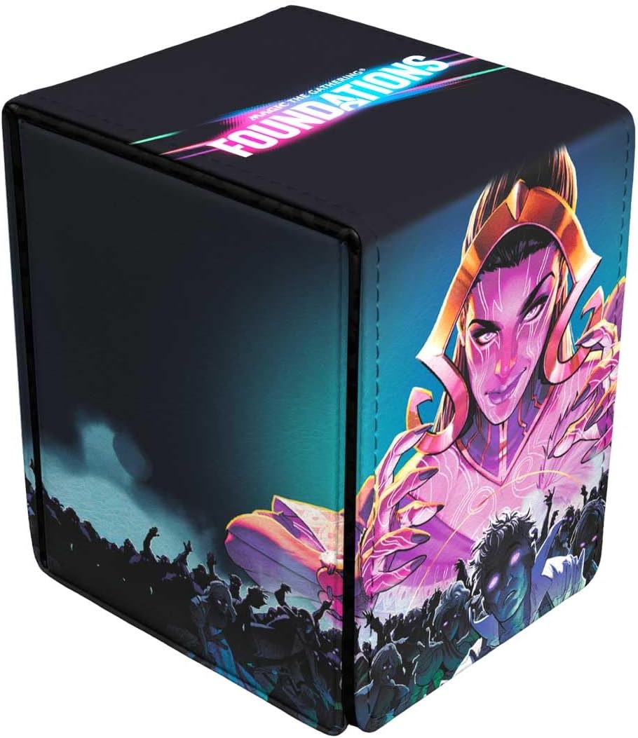 Utlra PRO - Foundations Liliana Premium Alcove Flip Deck Box for Magic: The Gathering, MTG card storage solution, deck protection tournaments, premium collector’s edition deck box