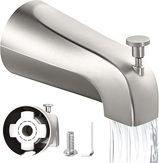 Tub Spout with Diverter – Slip-Fit Bathtub Faucet Spout Replacement, 1/2” Copper Pipe Connection, Easy to Install, Universal for Bathroom Shower (Brushed Nickel)
