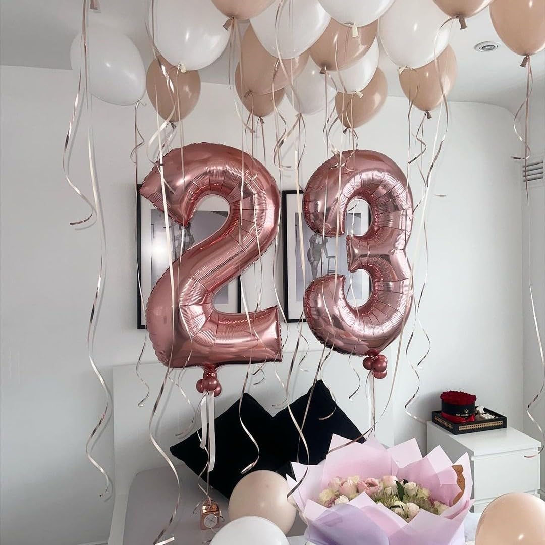 Juland Giant Rose Gold Number Balloons - 40" XXL Foil '1' & '7' For 17th Birthday Party Decorations - View #6