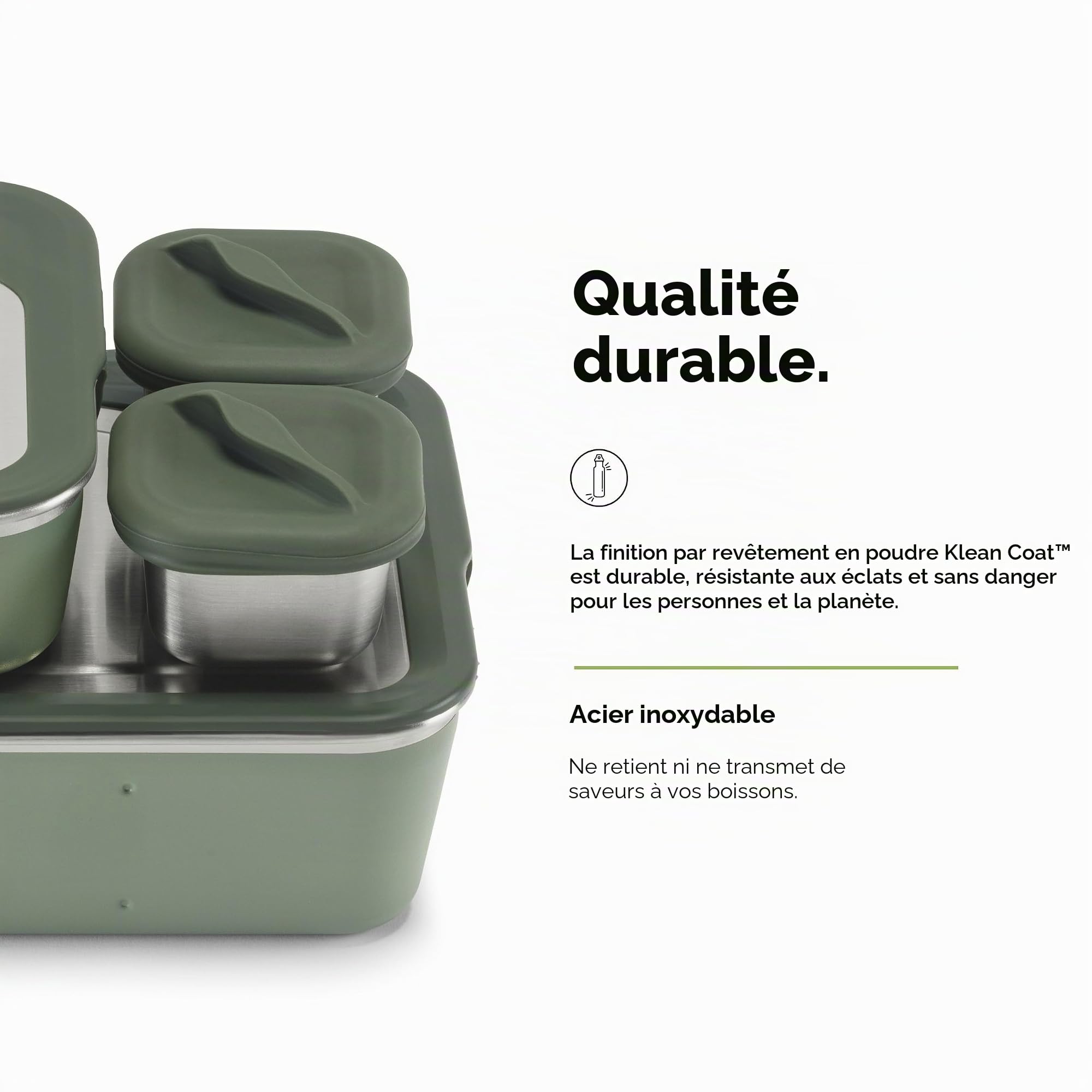 Klean Kanteen Rise 1010629 Lot de 3 boîtes repas familiales en acier inoxydable Couleur spray de mer Anti-fuite