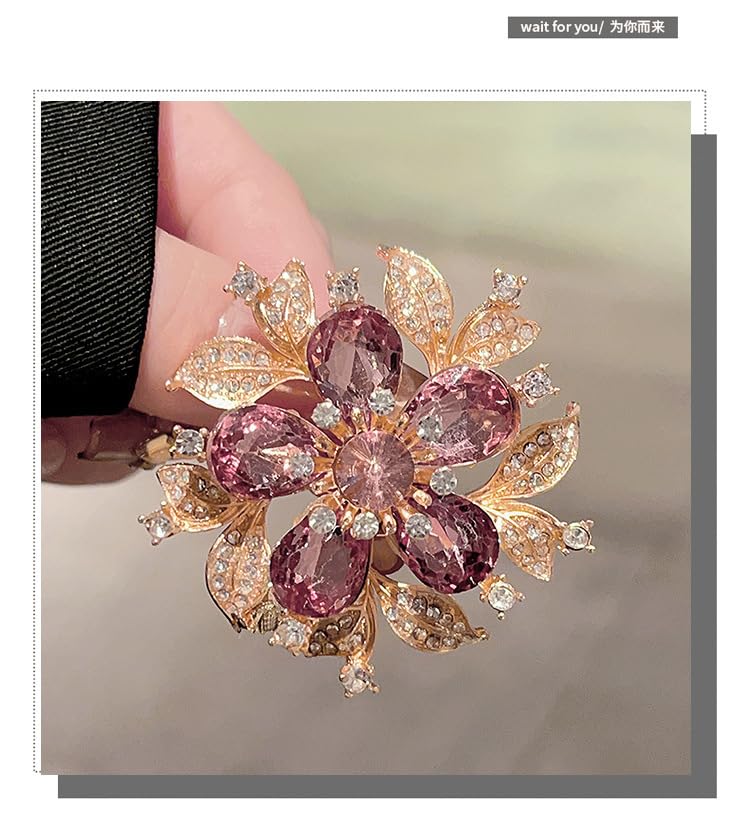 Image of Rhinestone Crystal Sunflower Brooch Pin Elegant Wreath Brooch Clothing Hat Bag Skirt Accessories for Women