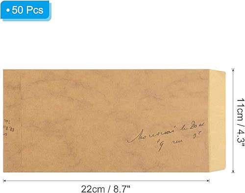 Miniatura 8 de PATIKIL Sobres de tarjetas de regalo vintage de 9.8 x 6.3 pulgadas, paquete de 50 sobres de tarjetas de Navidad de estilo retro para cumpleaños,