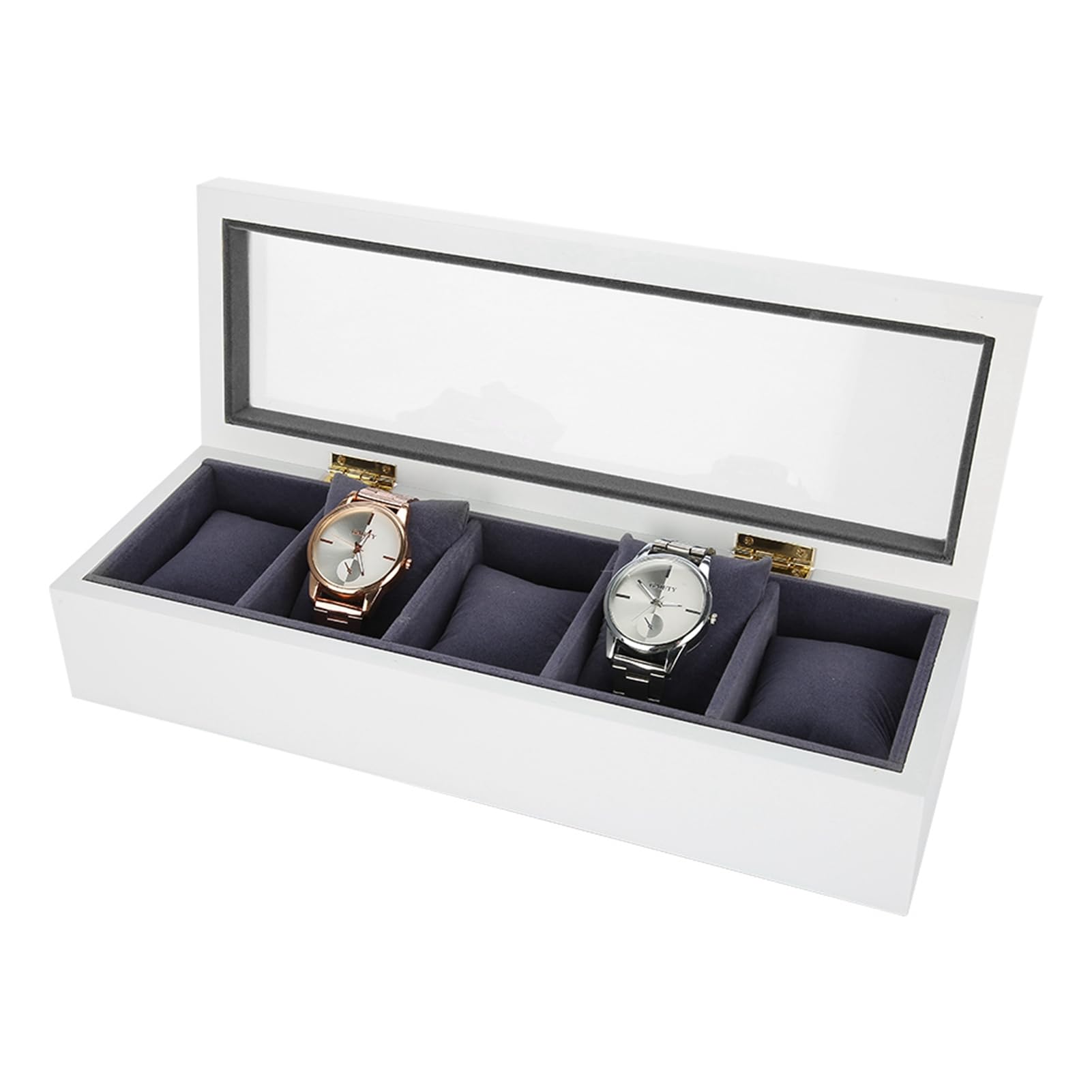 Watch Box, 5 Grids Stoving Varnish Display Case Storage Leather