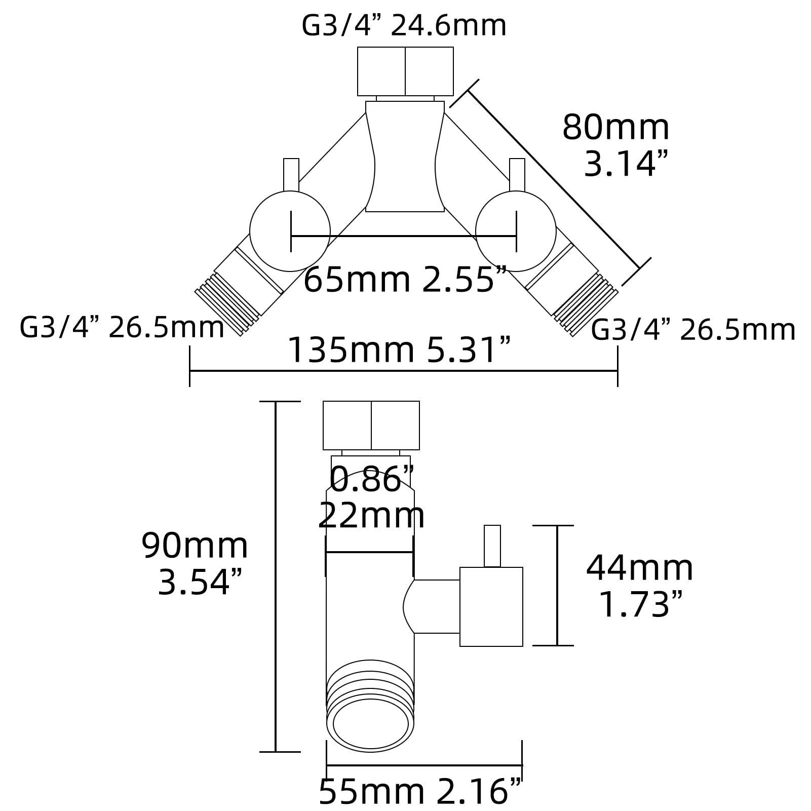 Tecmolog Distributore a 4 Vie in Ottone Connettore a Y Sdoppiatore Rubinetto per Tubo da Giardino Cromato, DSF015A