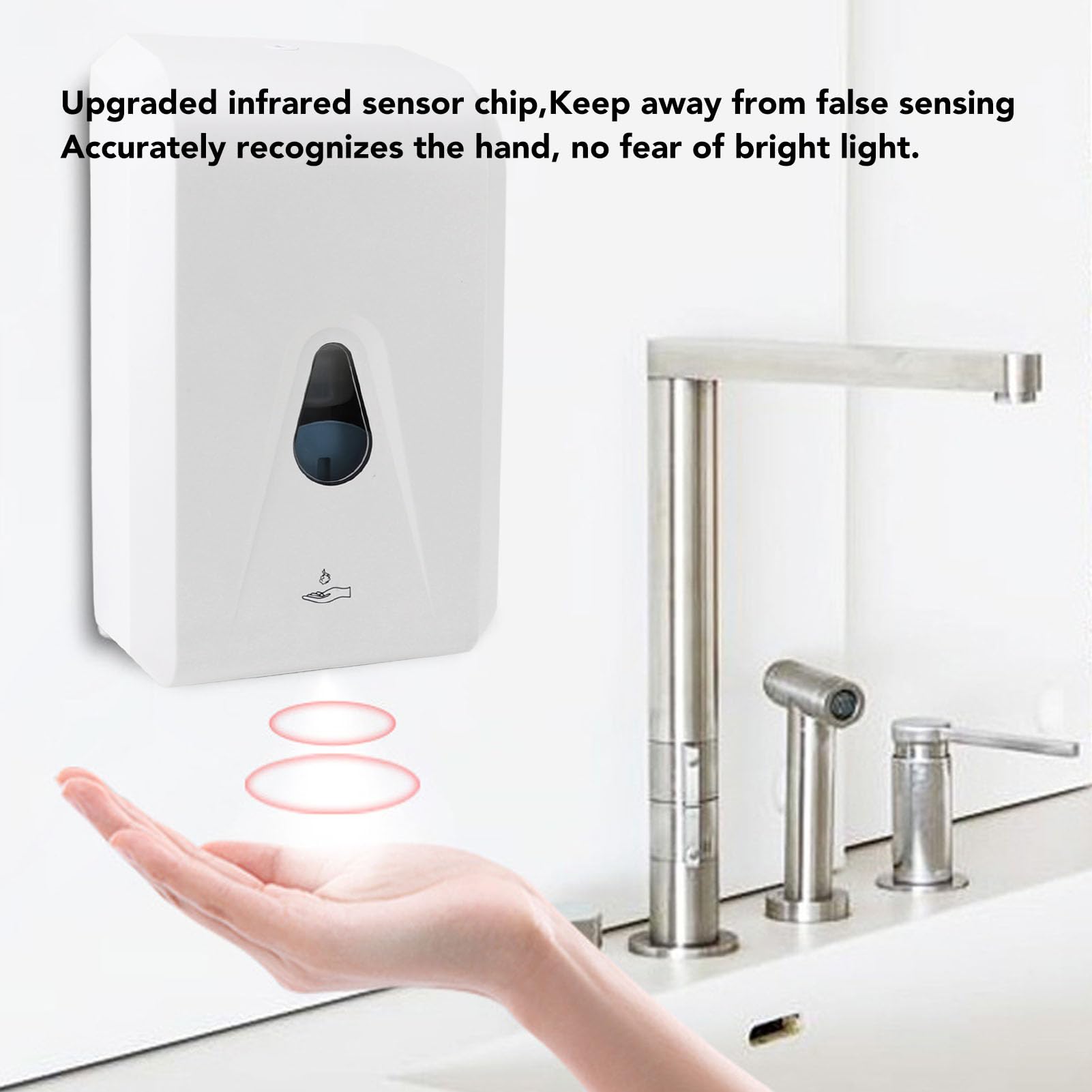 banapoy Dispensador Automático Jabón Espumoso Montado Pared | Máquina Lavado Jabón Manos Recargable sin Contacto para Baño Oficina Restaurante Escuela Hospital Inodoro Ahorro Espacio