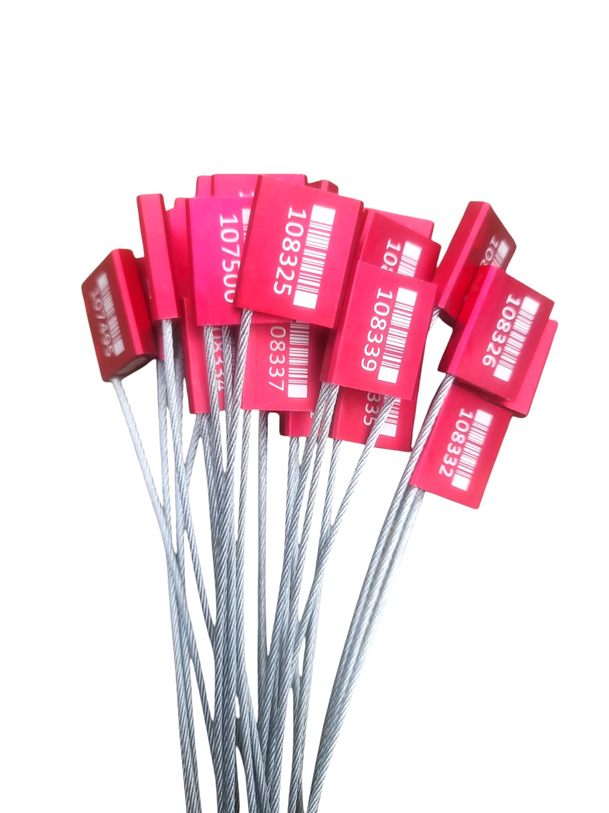 Lot de 100 joints de sécurité en métal de haute sécurité numérotés inviolables en aluminium - Rouge - 40 cm