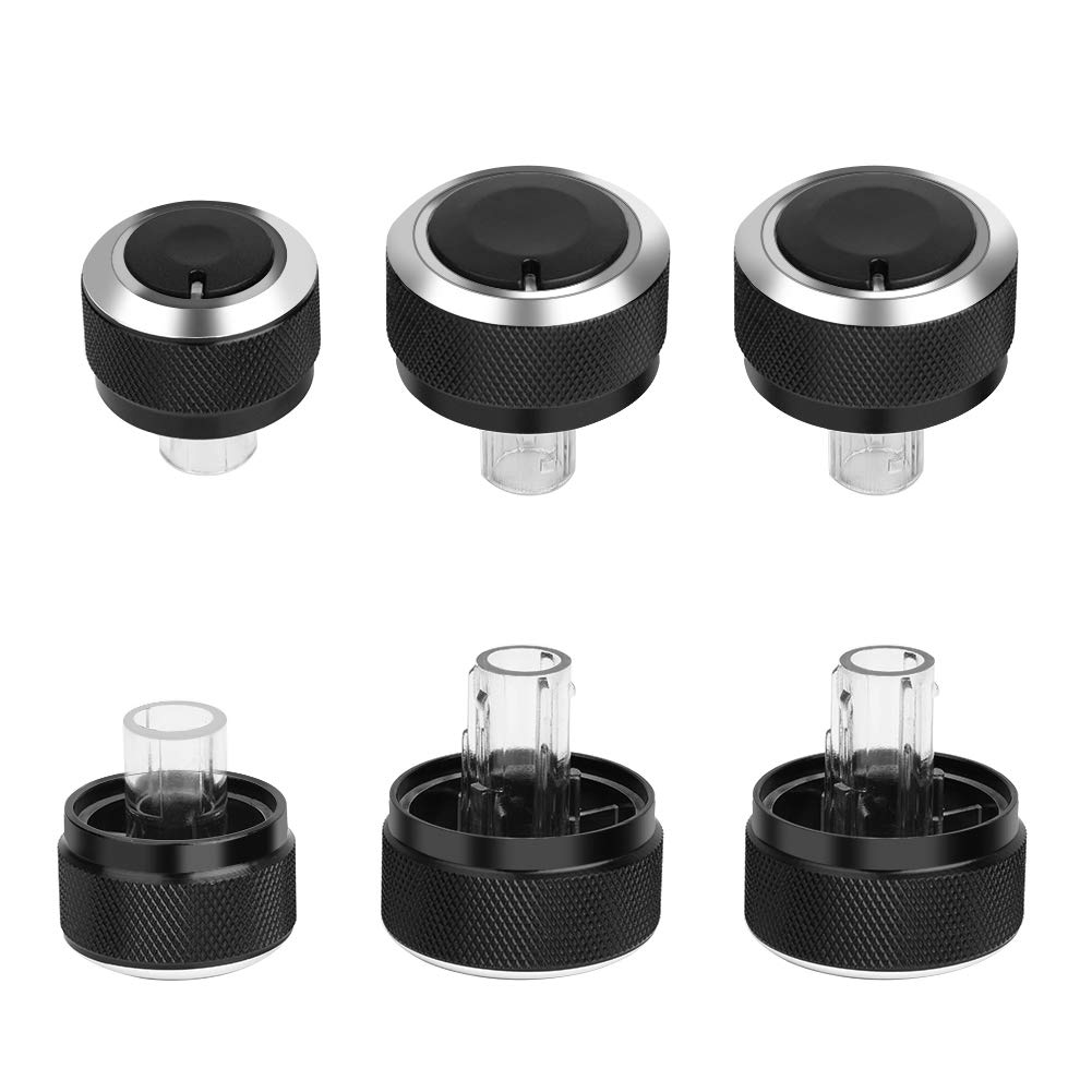 Lot de 3 boutons de contrôle pour climatisation de voiture - En aluminium - Bouton de rechange MK5 GTI T5 - Pour chauffage B6