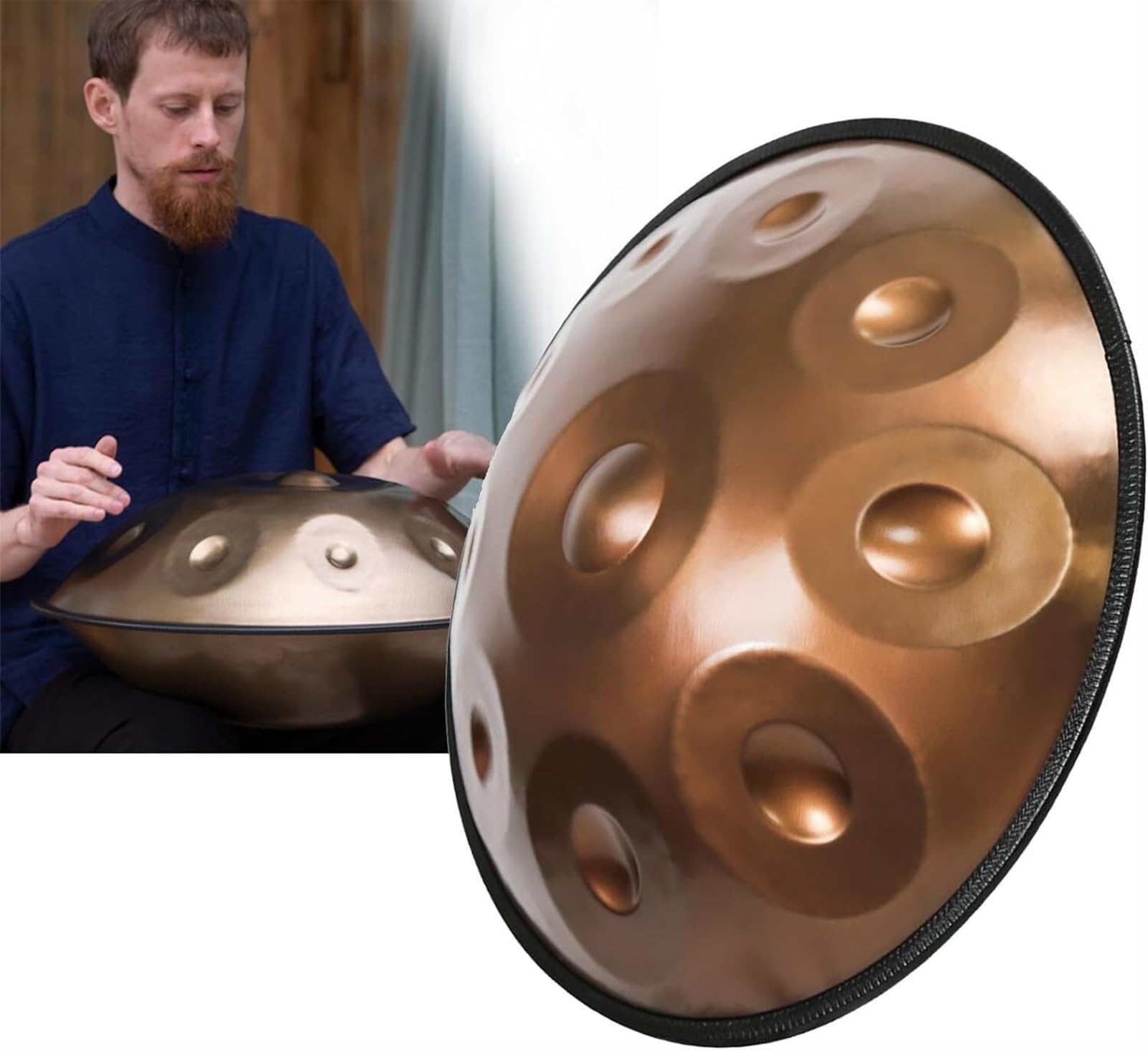 Handpan-Trommel mit 9/10/12 Noten 440 Hz, Handtrommel in d-Moll, Handpan-Trommeln Schlaginstrument Stahl-Handpan-Trommel, for Musiktherapie, Yoga, Meditation, Bandauftritte (Color : 12 notes)