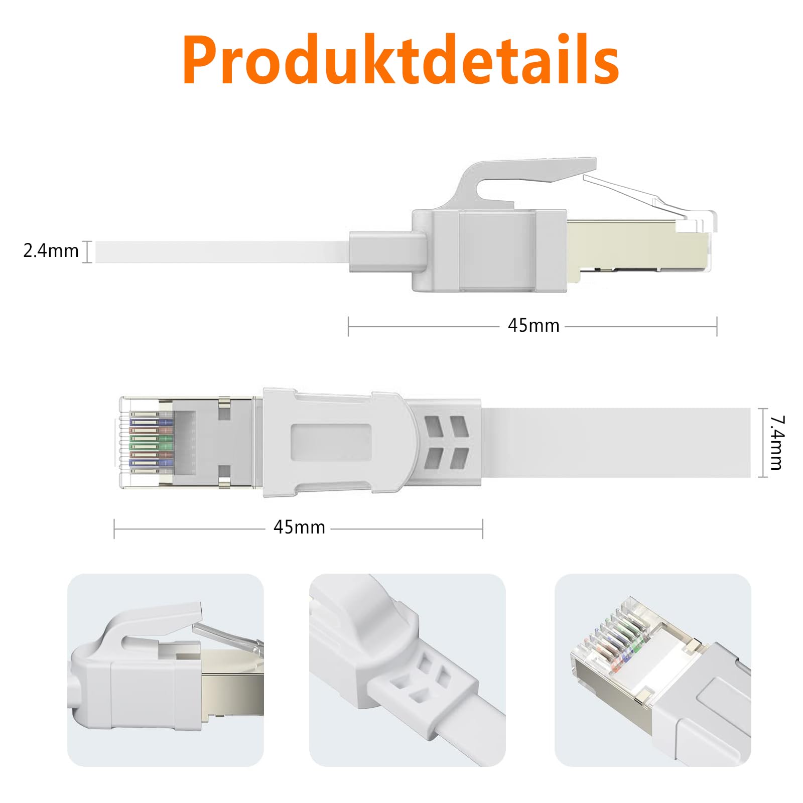 Ercielook CAT8 LAN-kabel 15m – 40 Gbit/s – 2000 MHz – FTP Afgeschermd – Weerbestendig – Voor Router, Gaming, Modem – Binnen én Buiten