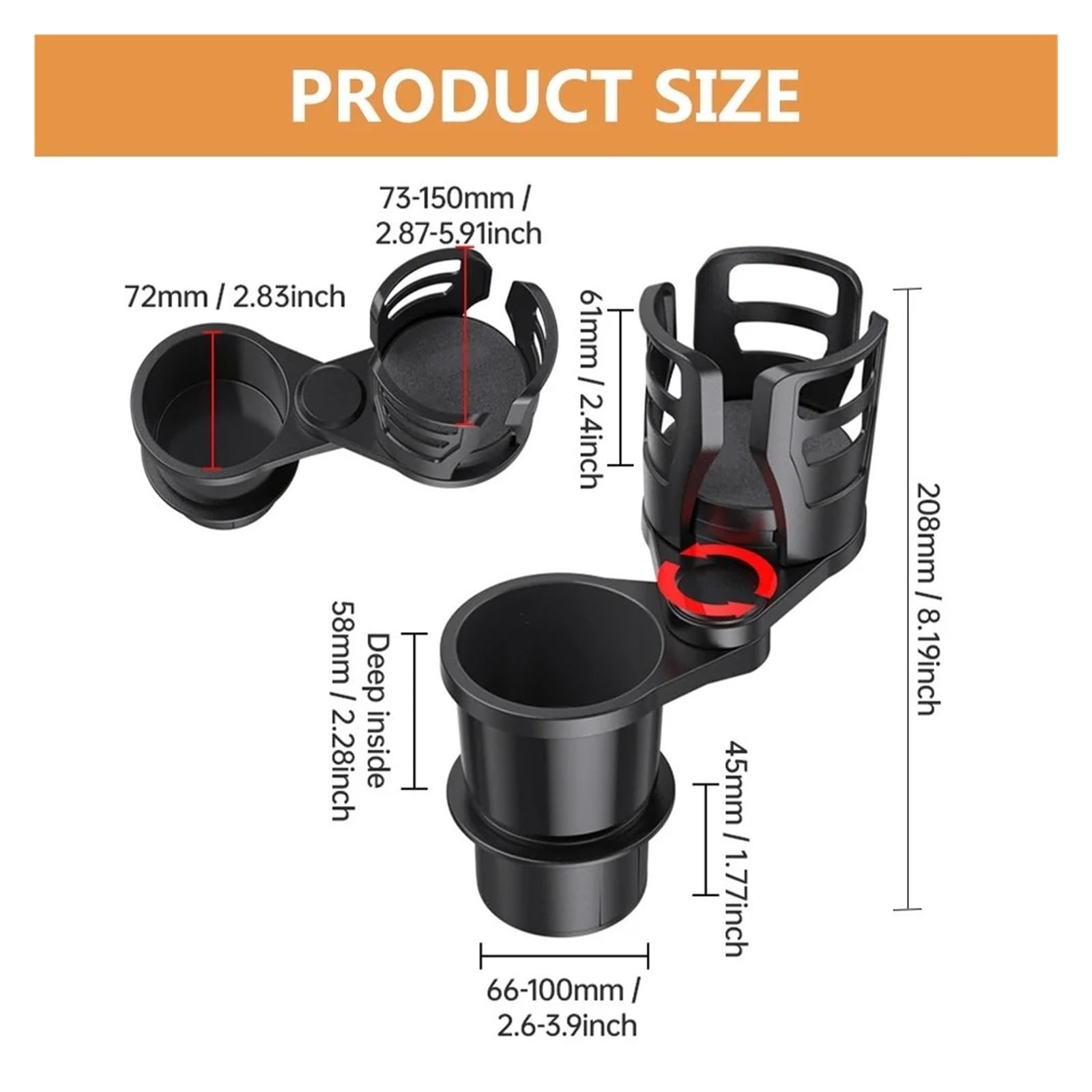 Universal Becherhalter Auto Auto Cup Expander 2-Slot Universal Fahrzeug Montiert Getränkehalter Für Flasche Adapter Zubehör Aufbewahrungsbox Becherhalters Fahrzeug