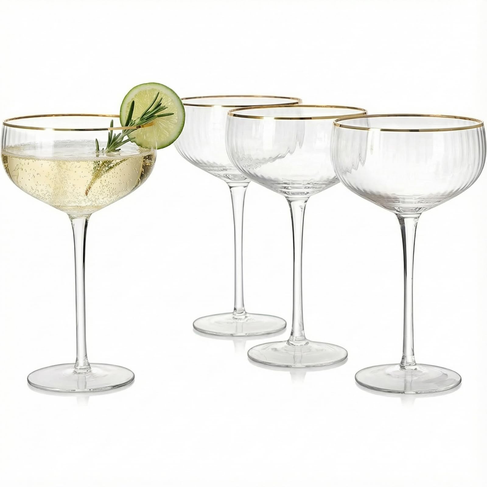 Verres à coupe Manhattan bord doré en cristal au design élégant pour sublimer vos tables
