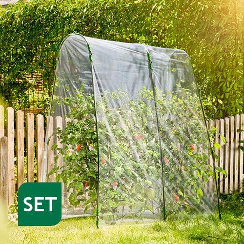 Preisvergleich Produktbild Tomatengewächshaus als Folientunnel-Set 2x2m / transparente Überdachung mit Bögen+Folie