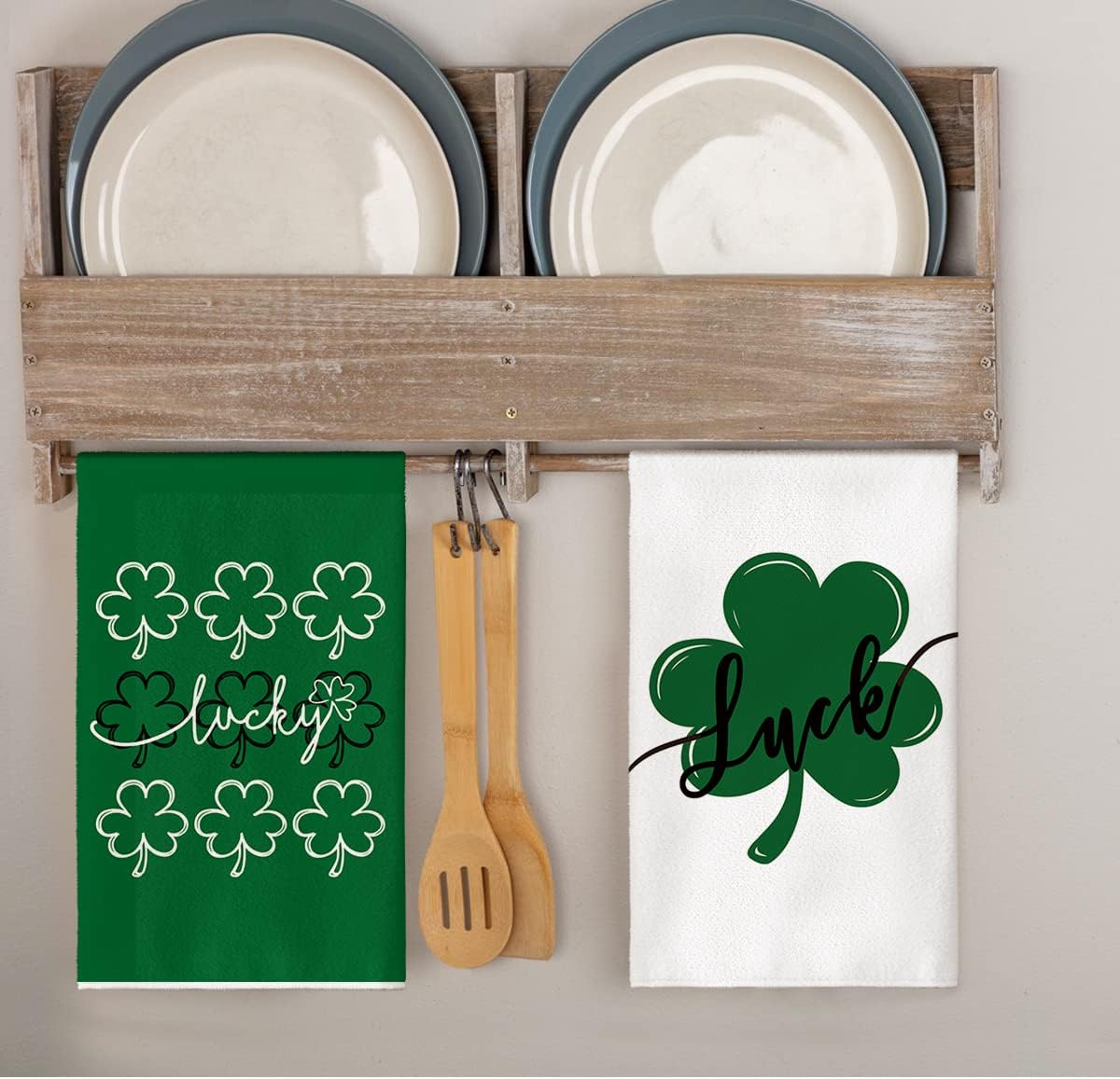 Artoid Mode Green Clover Shamrock Lucky St. Patrick's Day Kitchen Towels Dish Towels, 18x26 Inch Seasonal Decoration Hand Towels Set of 4 image 4