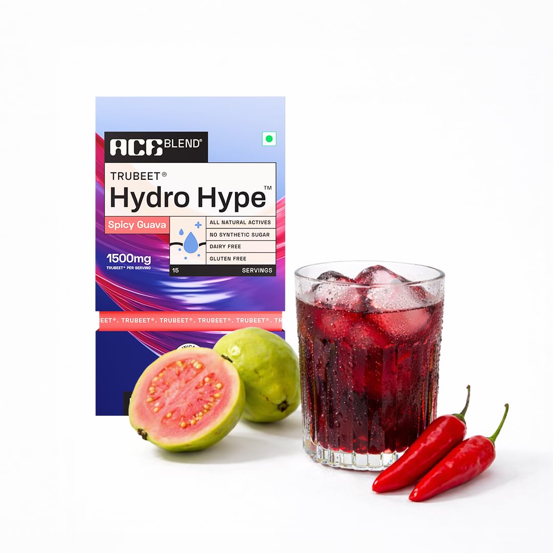 [BRSRAAANAF6RS3L5] Ace Blend Hydro Hype (15 Sachets) | Energy & Blood Flow | Instant Hydration | Full-Spectrum Electrolytes | 100% Natural Beetroot Extract with Multi Vitamins & Minerals | Spicy Guava - For Men & Women